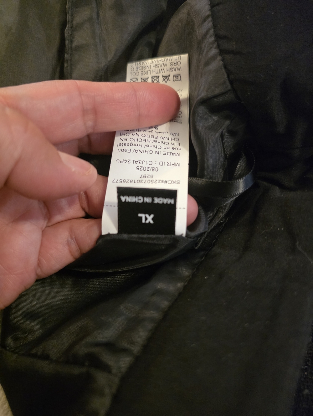Black XL Shorts with 'Made in China' Care Tag Sparkly